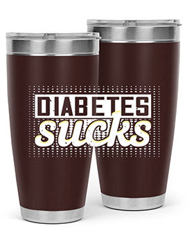 Diabetes Sucks Style 46# Tumbler in stainless steel with a vibrant print, designed for hot and cold beverages.