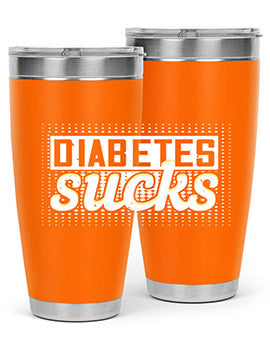 Diabetes Sucks Style 46# Tumbler in stainless steel with a vibrant print, designed for hot and cold beverages.