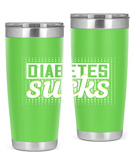 Diabetes Sucks Style 46# Tumbler in stainless steel with a vibrant print, designed for hot and cold beverages.