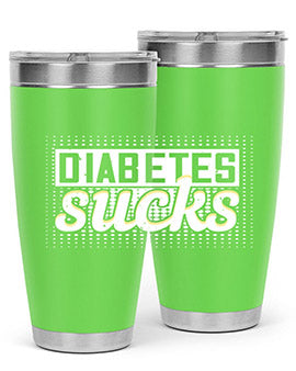 Diabetes Sucks Style 46# Tumbler in stainless steel with a vibrant print, designed for hot and cold beverages.