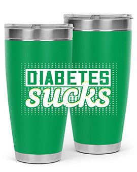 Diabetes Sucks Style 46# Tumbler in stainless steel with a vibrant print, designed for hot and cold beverages.