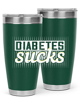 Diabetes Sucks Style 46# Tumbler in stainless steel with a vibrant print, designed for hot and cold beverages.