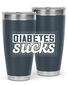 Diabetes Sucks Style 46# Tumbler in stainless steel with a vibrant print, designed for hot and cold beverages.