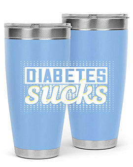 Diabetes Sucks Style 46# Tumbler in stainless steel with a vibrant print, designed for hot and cold beverages.