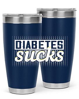 Diabetes Sucks Style 46# Tumbler in stainless steel with a vibrant print, designed for hot and cold beverages.
