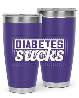 Diabetes Sucks Style 46# Tumbler in stainless steel with a vibrant print, designed for hot and cold beverages.
