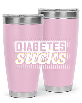Diabetes Sucks Style 46# Tumbler in stainless steel with a vibrant print, designed for hot and cold beverages.