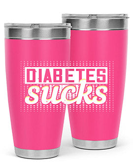 Diabetes Sucks Style 46# Tumbler in stainless steel with a vibrant print, designed for hot and cold beverages.