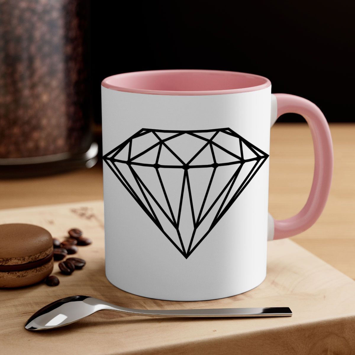 Diamond 172# Mug featuring a glossy finish with a colored handle and interior, available in multiple colors.