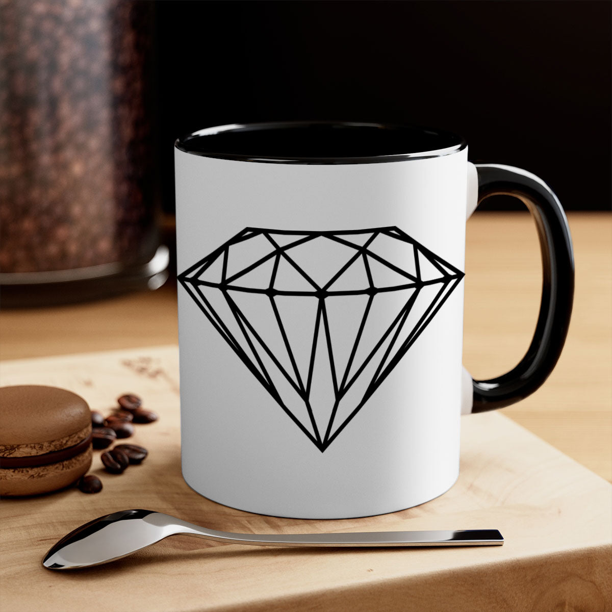 Diamond 172# Mug featuring a glossy finish with a colored handle and interior, available in multiple colors.