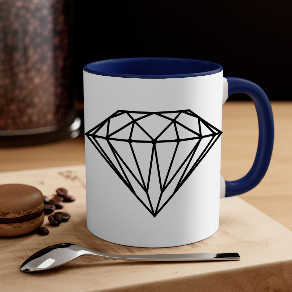 Diamond 172# Mug featuring a glossy finish with a colored handle and interior, available in multiple colors.
