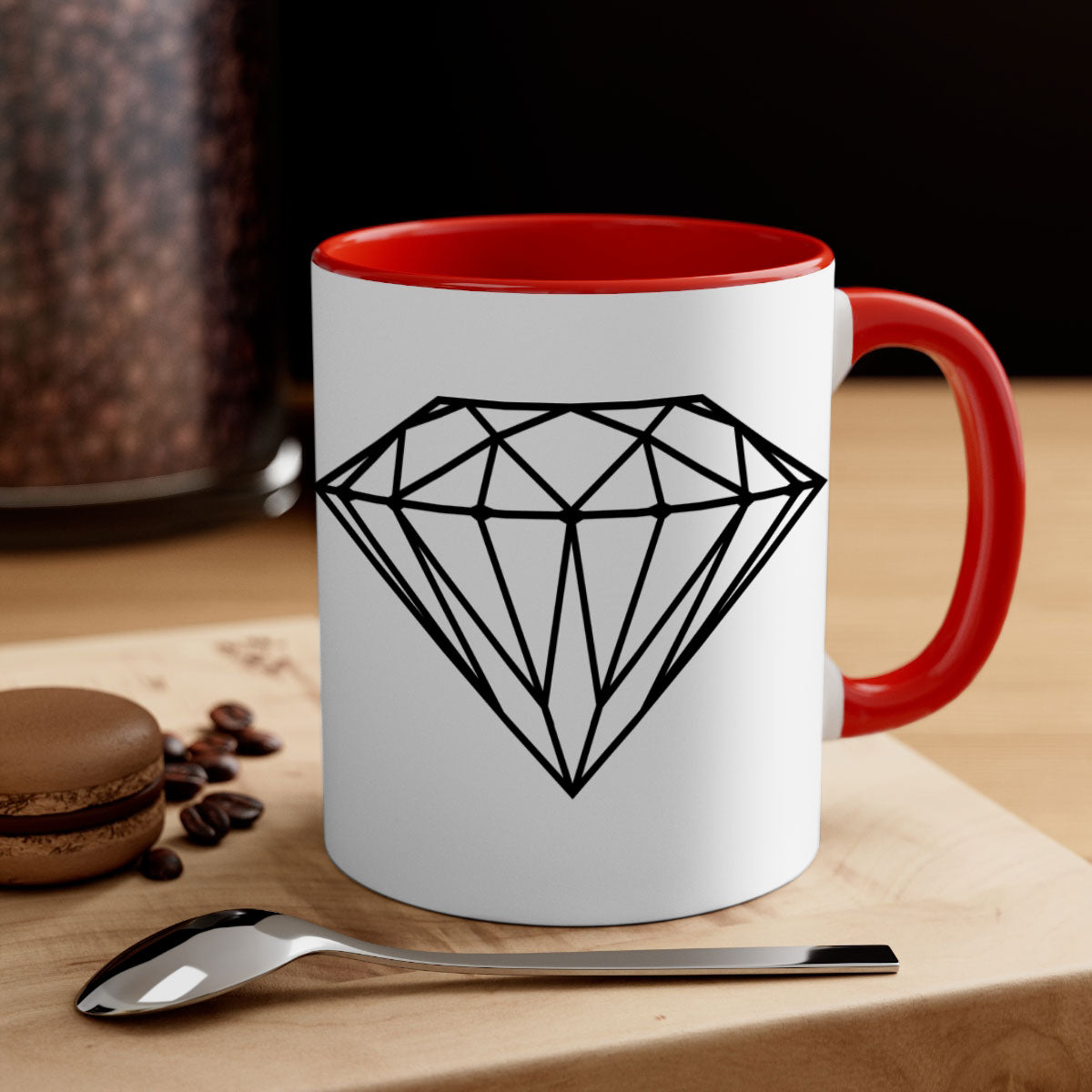 Diamond 172# Mug featuring a glossy finish with a colored handle and interior, available in multiple colors.