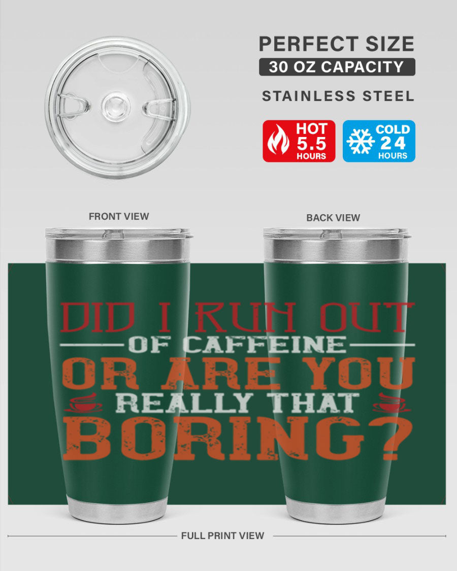 20oz and 30oz stainless steel tumblers with humorous design, perfect for hot and cold beverages.