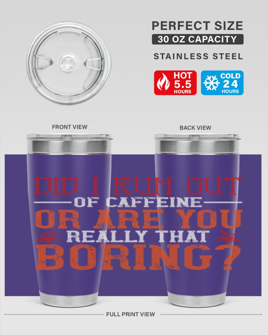 20oz and 30oz stainless steel tumblers with humorous design, perfect for hot and cold beverages.
