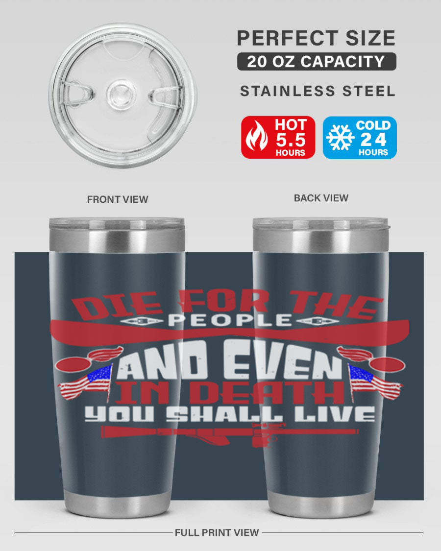 Die for the People tumbler featuring a stylish design, available in 20oz and 30oz sizes, made from stainless steel with a copper lining.