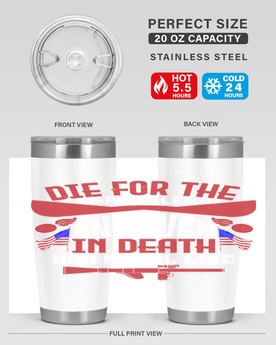 Die for the People tumbler featuring a stylish design, available in 20oz and 30oz sizes, made from stainless steel with a copper lining.