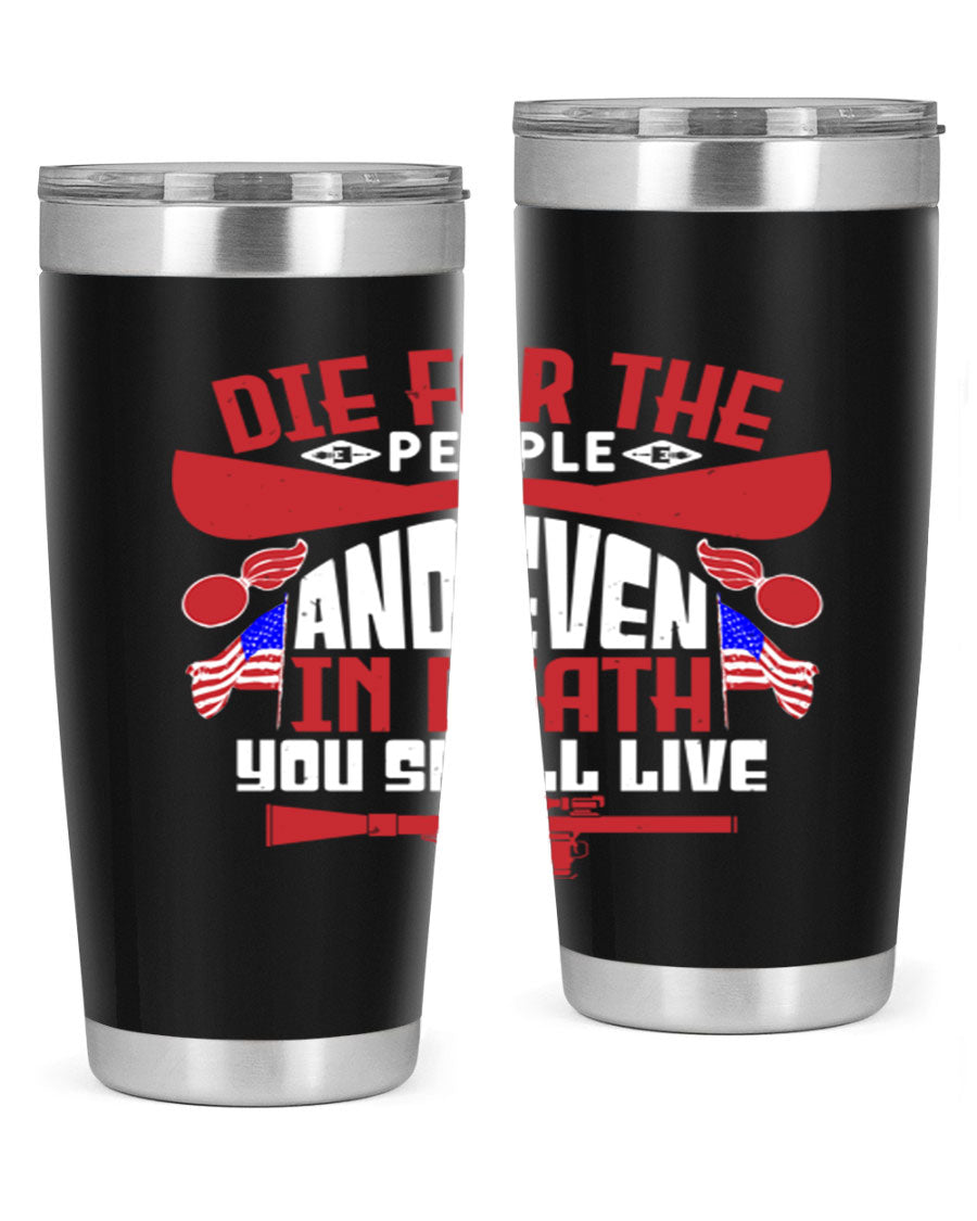 Die for the People tumbler featuring a stylish design, available in 20oz and 30oz sizes, made from stainless steel with a copper lining.