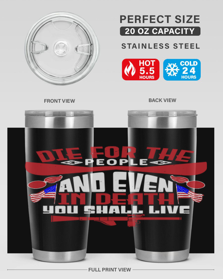 Die for the People tumbler featuring a stylish design, available in 20oz and 30oz sizes, made from stainless steel with a copper lining.
