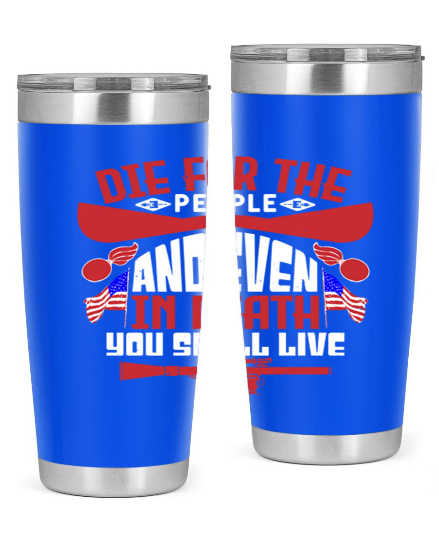 Die for the People tumbler featuring a stylish design, available in 20oz and 30oz sizes, made from stainless steel with a copper lining.