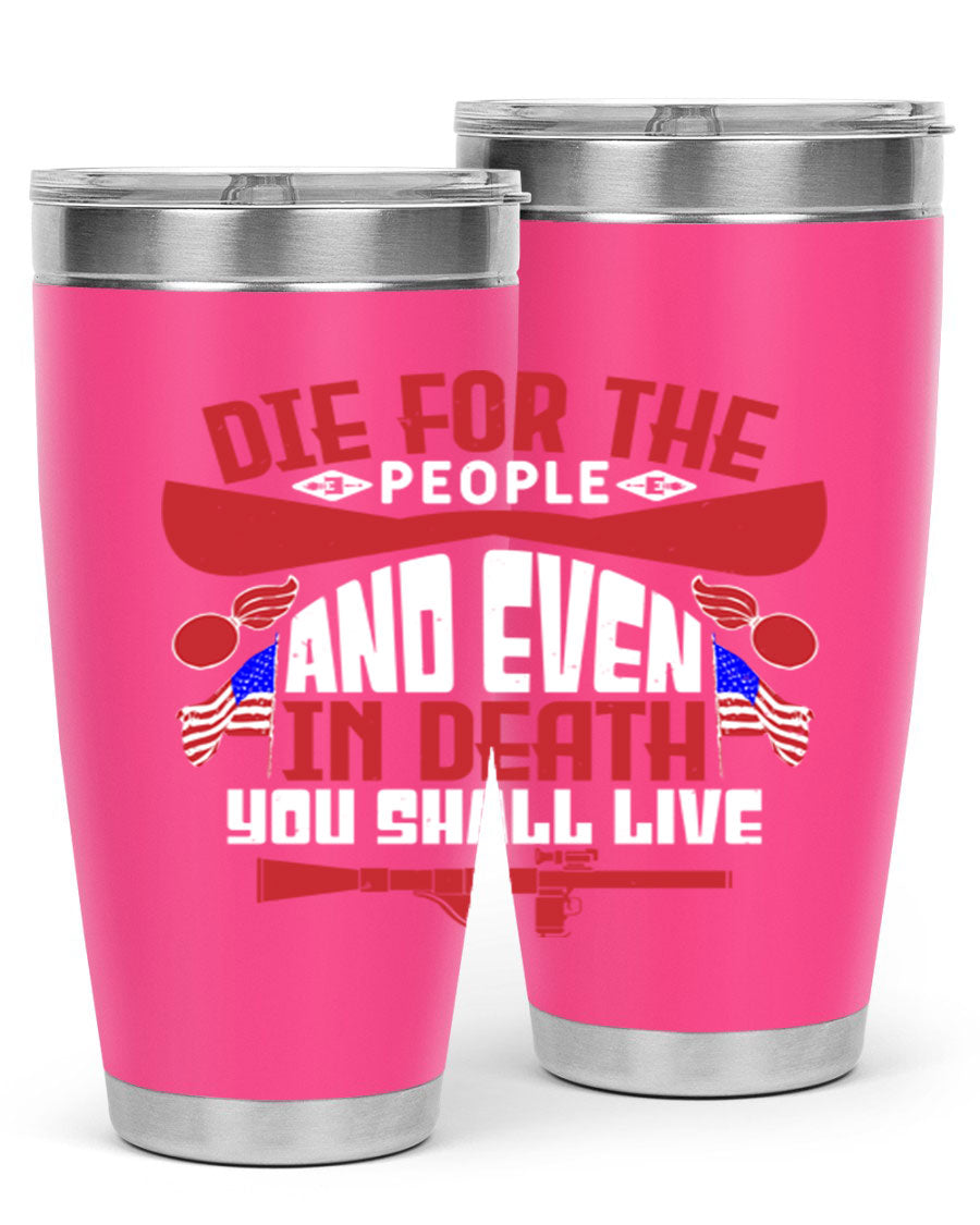 Die for the People tumbler featuring a stylish design, available in 20oz and 30oz sizes, made from stainless steel with a copper lining.