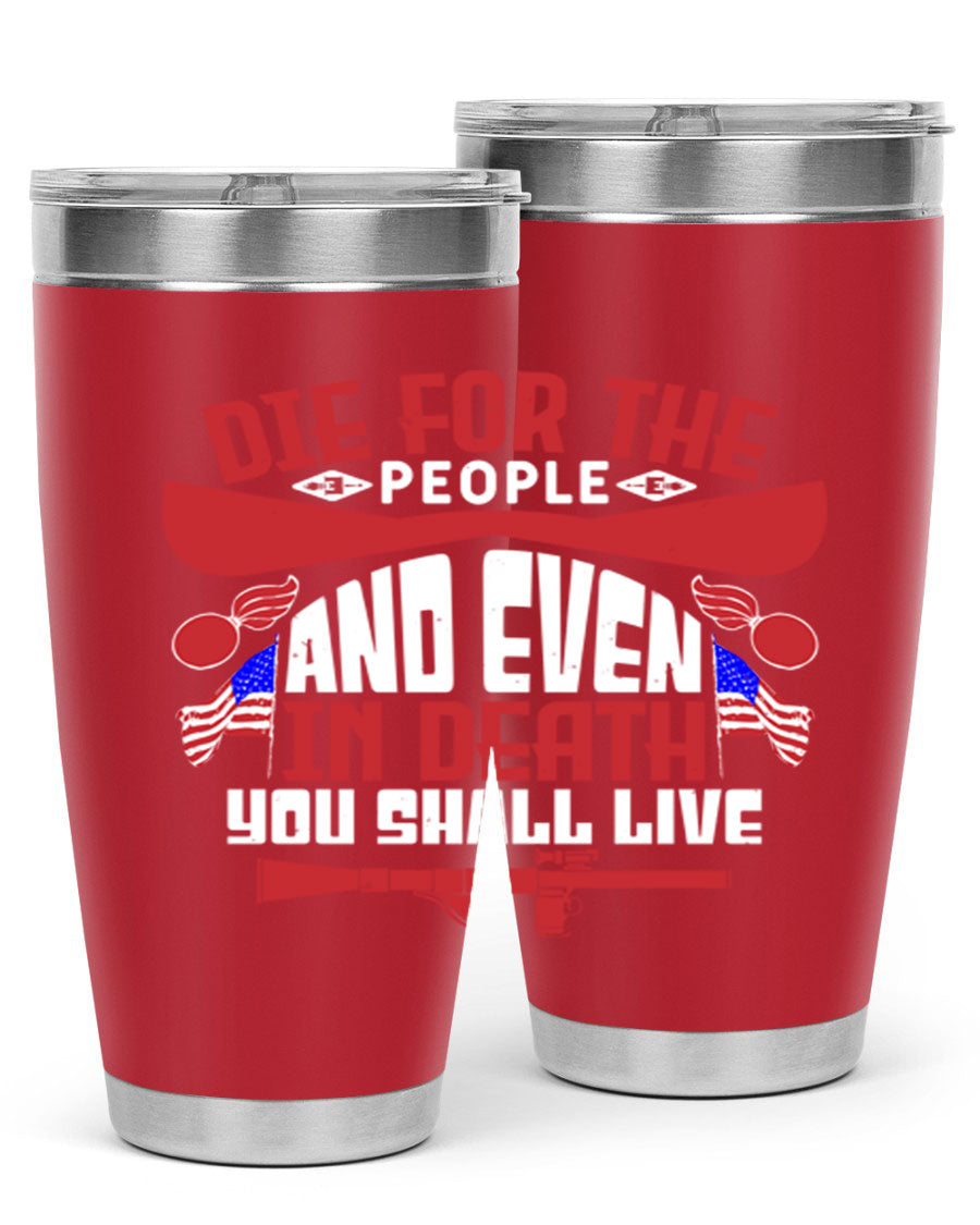 Die for the People tumbler featuring a stylish design, available in 20oz and 30oz sizes, made from stainless steel with a copper lining.