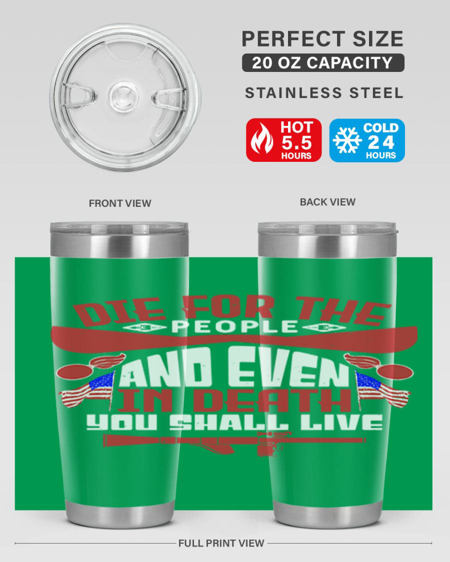 Die for the People tumbler featuring a stylish design, available in 20oz and 30oz sizes, made from stainless steel with a copper lining.