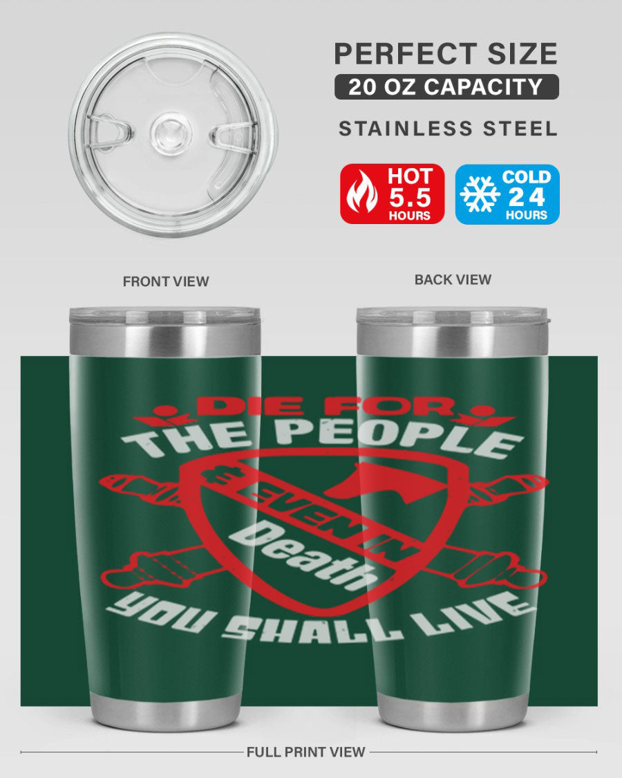 Die for the People tumbler in 20oz and 30oz sizes, showcasing double wall vacuum stainless steel design with vibrant print.