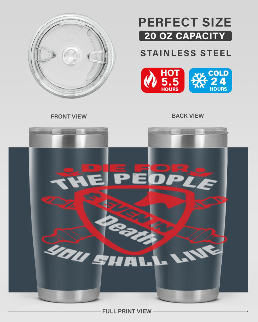 Die for the People tumbler in 20oz and 30oz sizes, showcasing double wall vacuum stainless steel design with vibrant print.