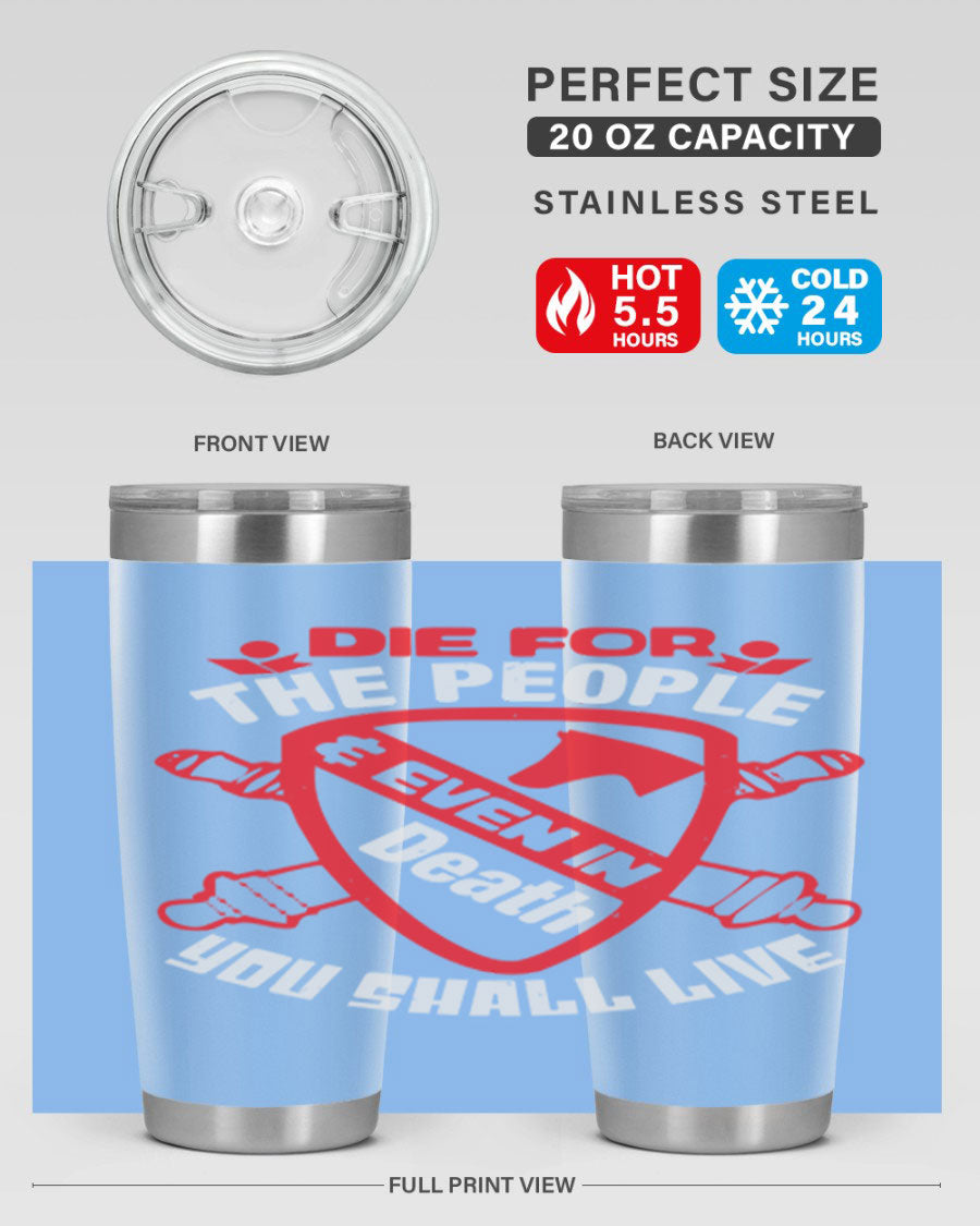 Die for the People tumbler in 20oz and 30oz sizes, showcasing double wall vacuum stainless steel design with vibrant print.