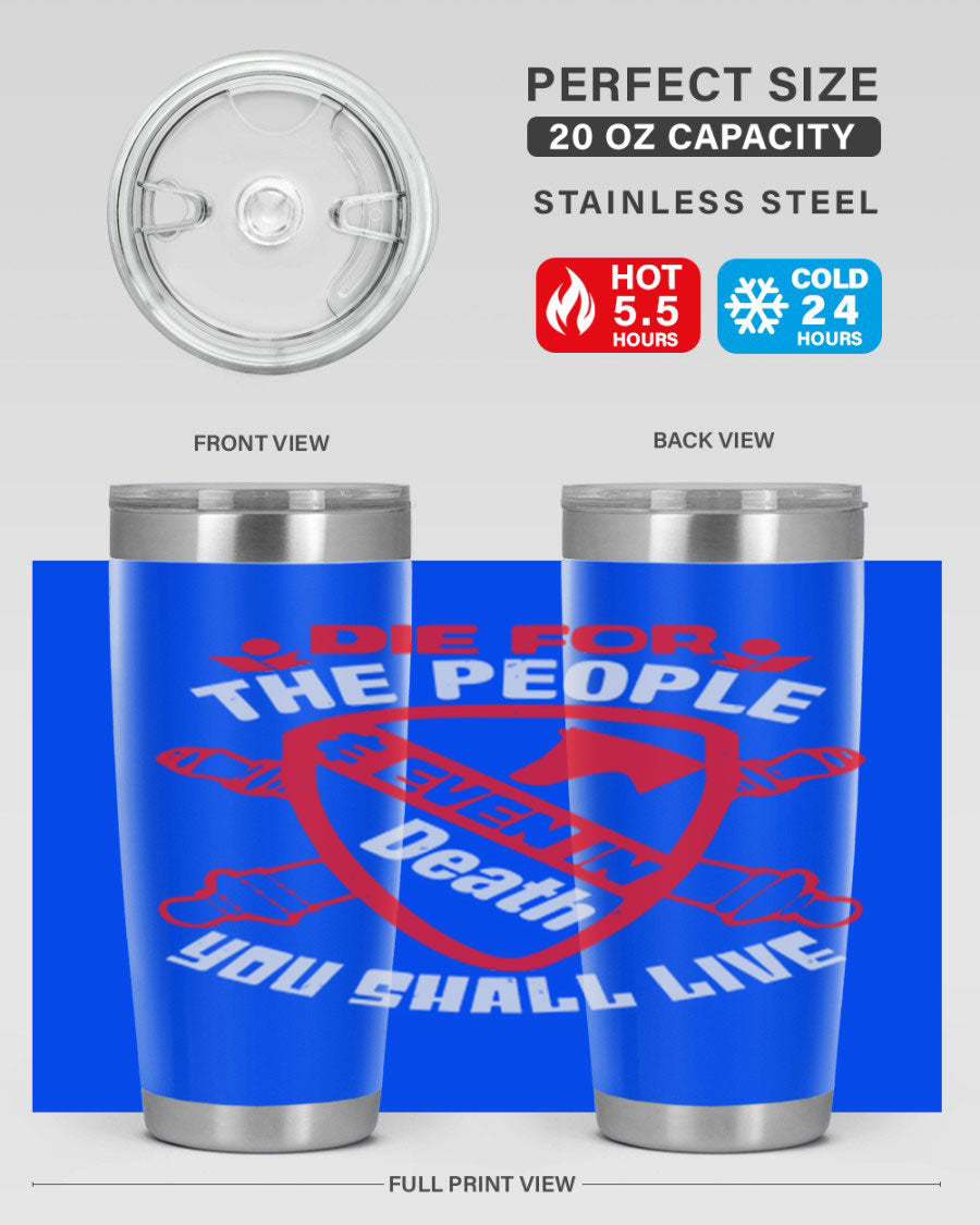 Die for the People tumbler in 20oz and 30oz sizes, showcasing double wall vacuum stainless steel design with vibrant print.