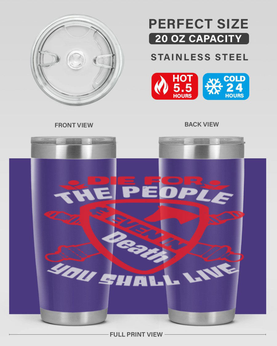 Die for the People tumbler in 20oz and 30oz sizes, showcasing double wall vacuum stainless steel design with vibrant print.