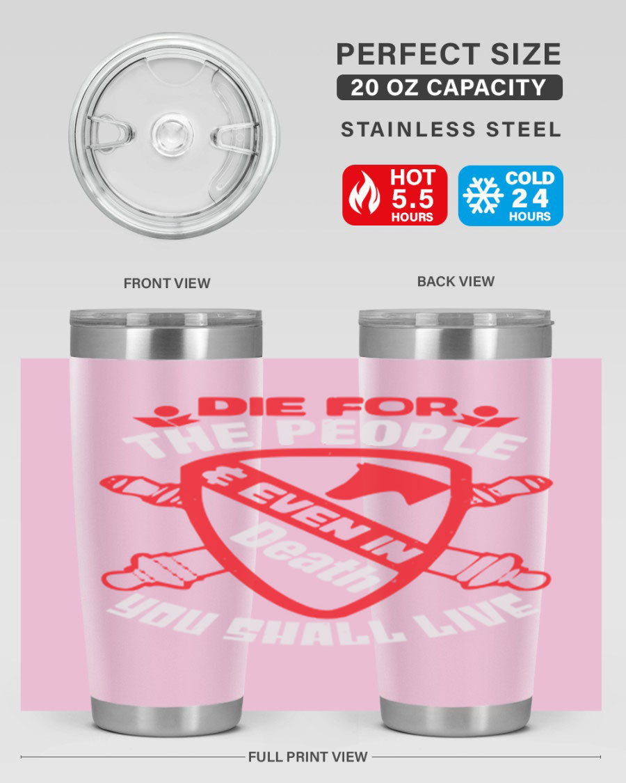 Die for the People tumbler in 20oz and 30oz sizes, showcasing double wall vacuum stainless steel design with vibrant print.