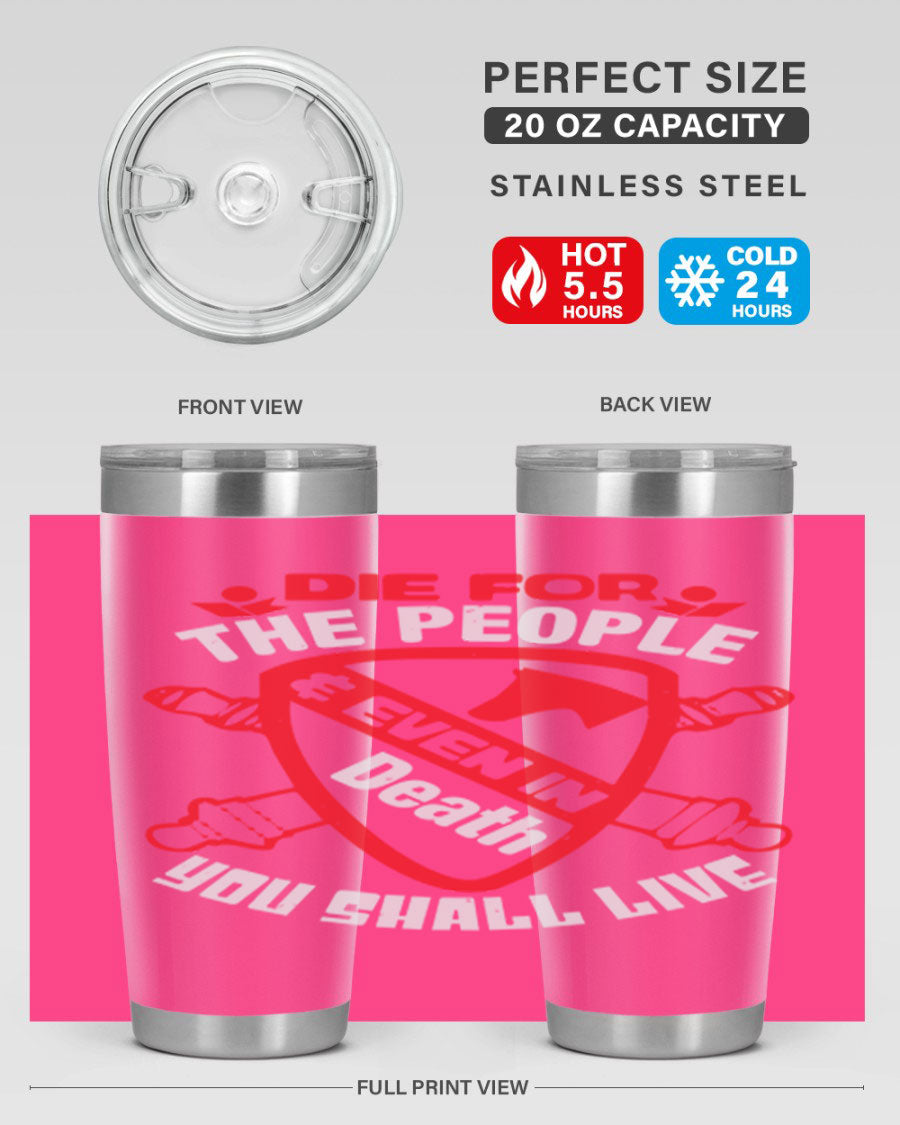 Die for the People tumbler in 20oz and 30oz sizes, showcasing double wall vacuum stainless steel design with vibrant print.
