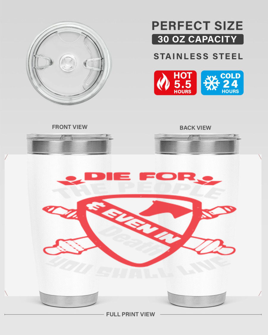 Die for the People tumbler in 20oz and 30oz sizes, showcasing double wall vacuum stainless steel design with vibrant print.