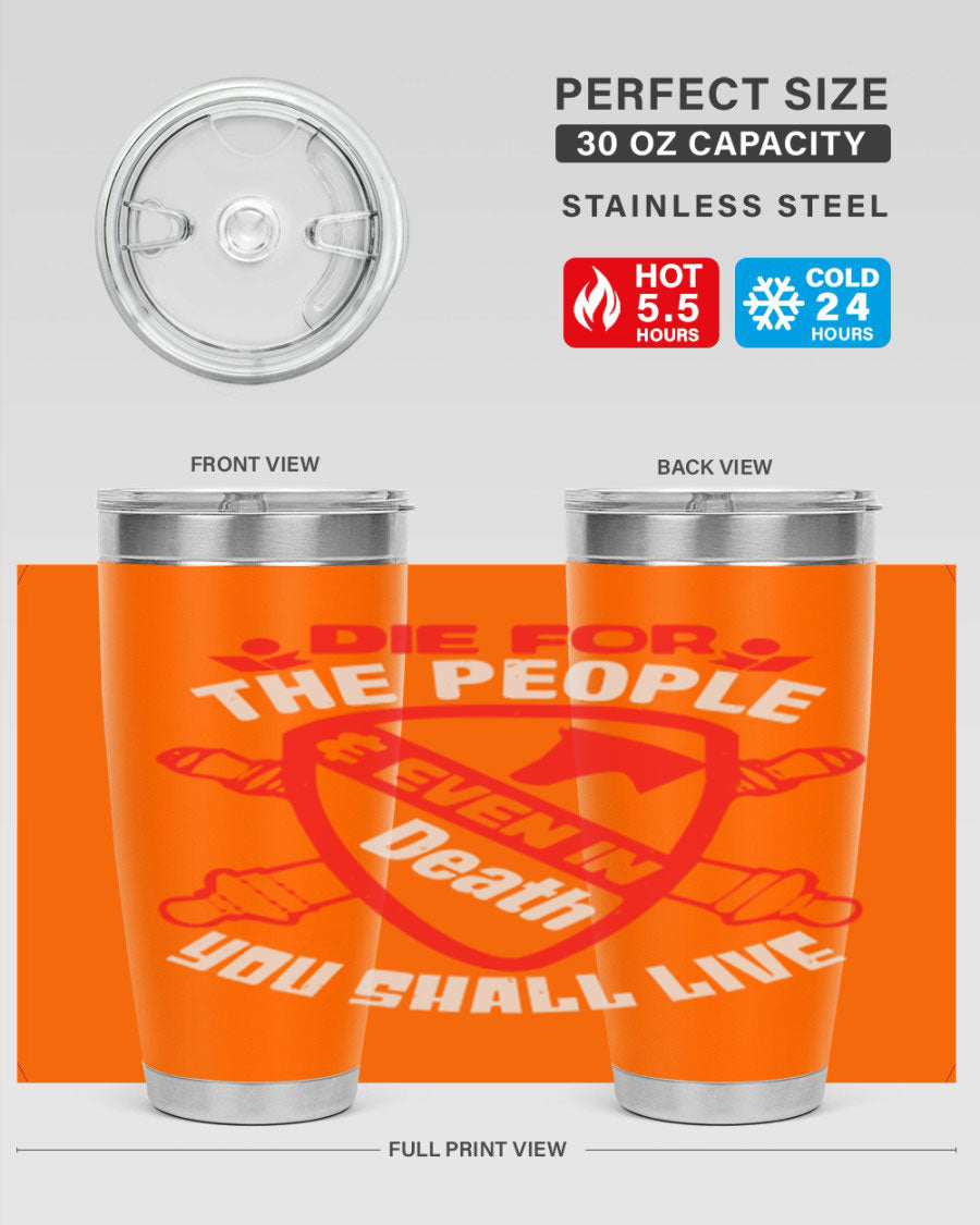 Die for the People tumbler in 20oz and 30oz sizes, showcasing double wall vacuum stainless steel design with vibrant print.