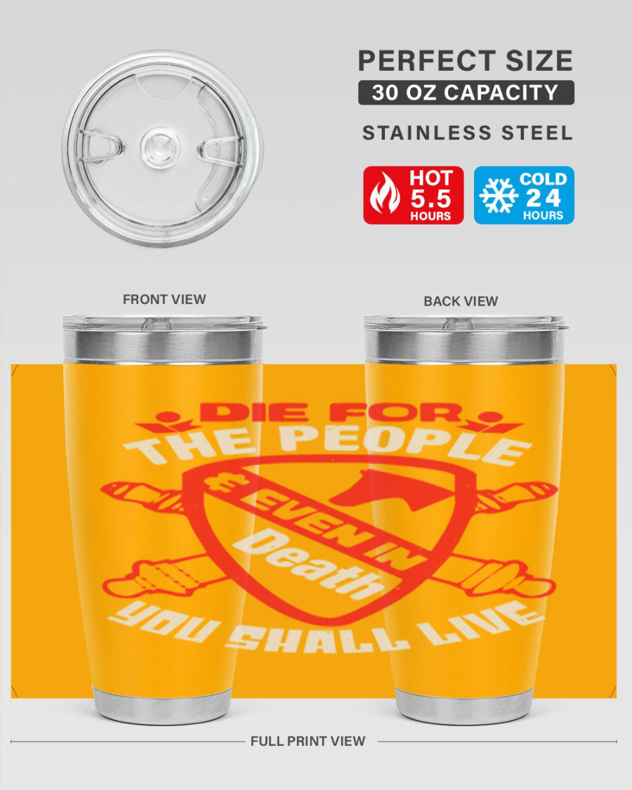 Die for the People tumbler in 20oz and 30oz sizes, showcasing double wall vacuum stainless steel design with vibrant print.