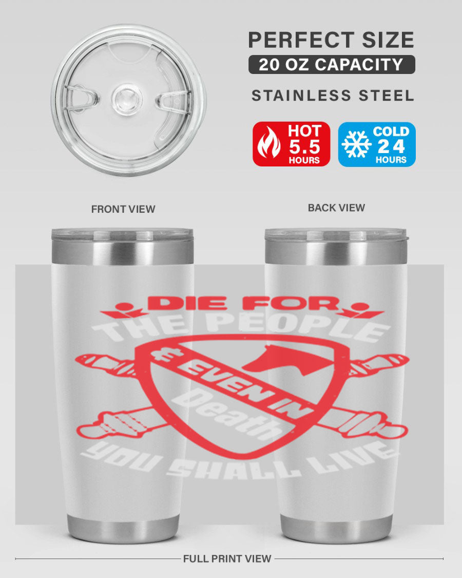 Die for the People tumbler in 20oz and 30oz sizes, showcasing double wall vacuum stainless steel design with vibrant print.