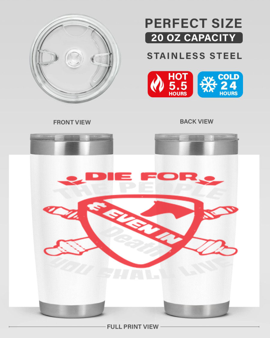 Die for the People tumbler in 20oz and 30oz sizes, showcasing double wall vacuum stainless steel design with vibrant print.