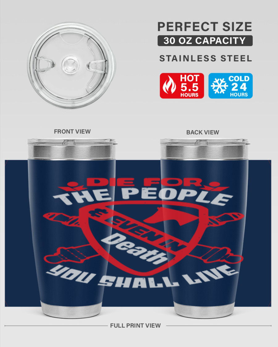Die for the People tumbler in 20oz and 30oz sizes, showcasing double wall vacuum stainless steel design with vibrant print.