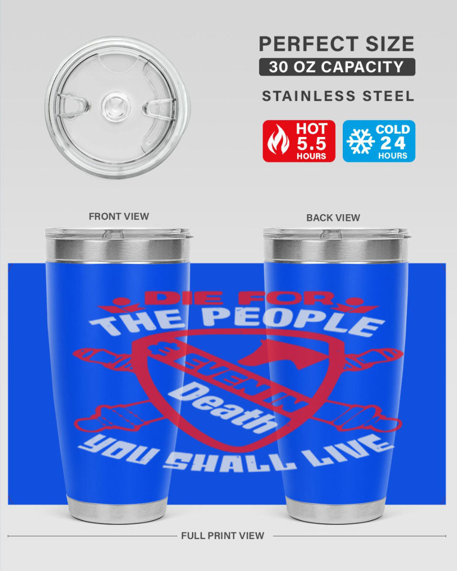 Die for the People tumbler in 20oz and 30oz sizes, showcasing double wall vacuum stainless steel design with vibrant print.