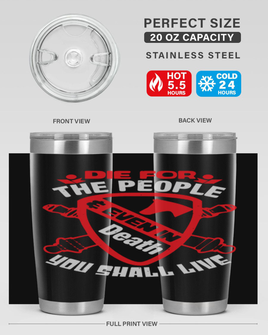 Die for the People tumbler in 20oz and 30oz sizes, showcasing double wall vacuum stainless steel design with vibrant print.