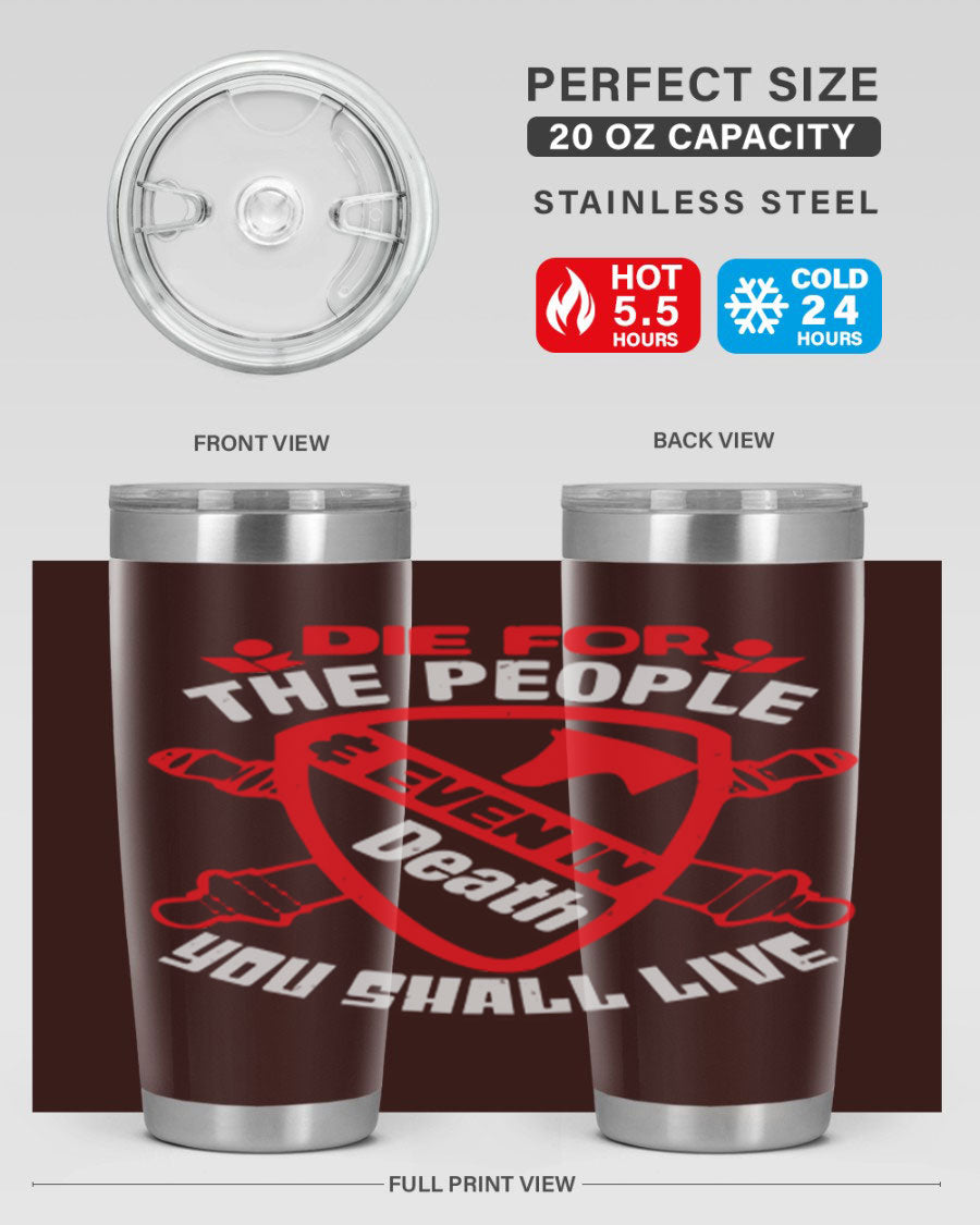 Die for the People tumbler in 20oz and 30oz sizes, showcasing double wall vacuum stainless steel design with vibrant print.