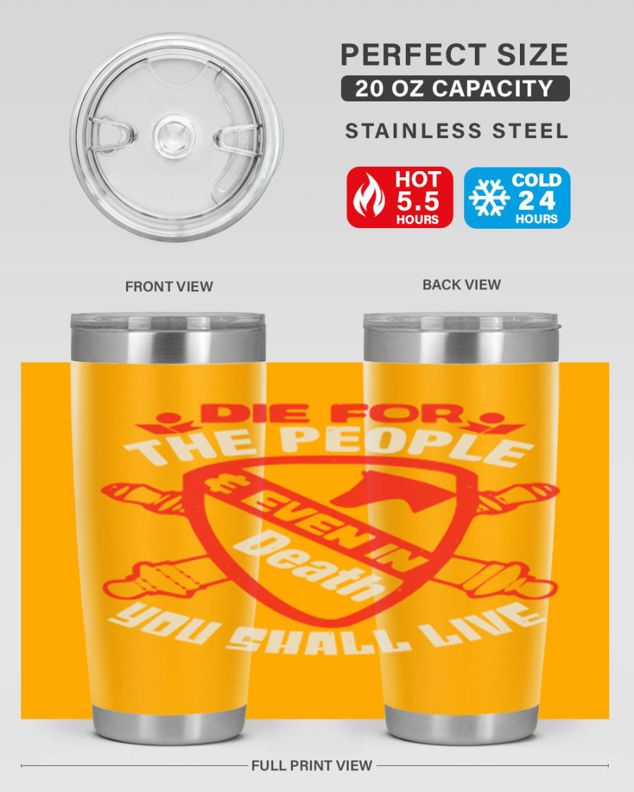 Die for the People tumbler in 20oz and 30oz sizes, showcasing double wall vacuum stainless steel design with vibrant print.