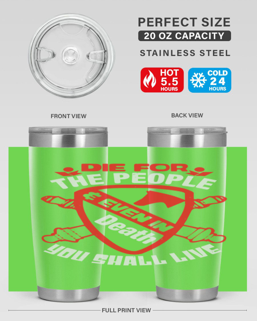 Die for the People tumbler in 20oz and 30oz sizes, showcasing double wall vacuum stainless steel design with vibrant print.