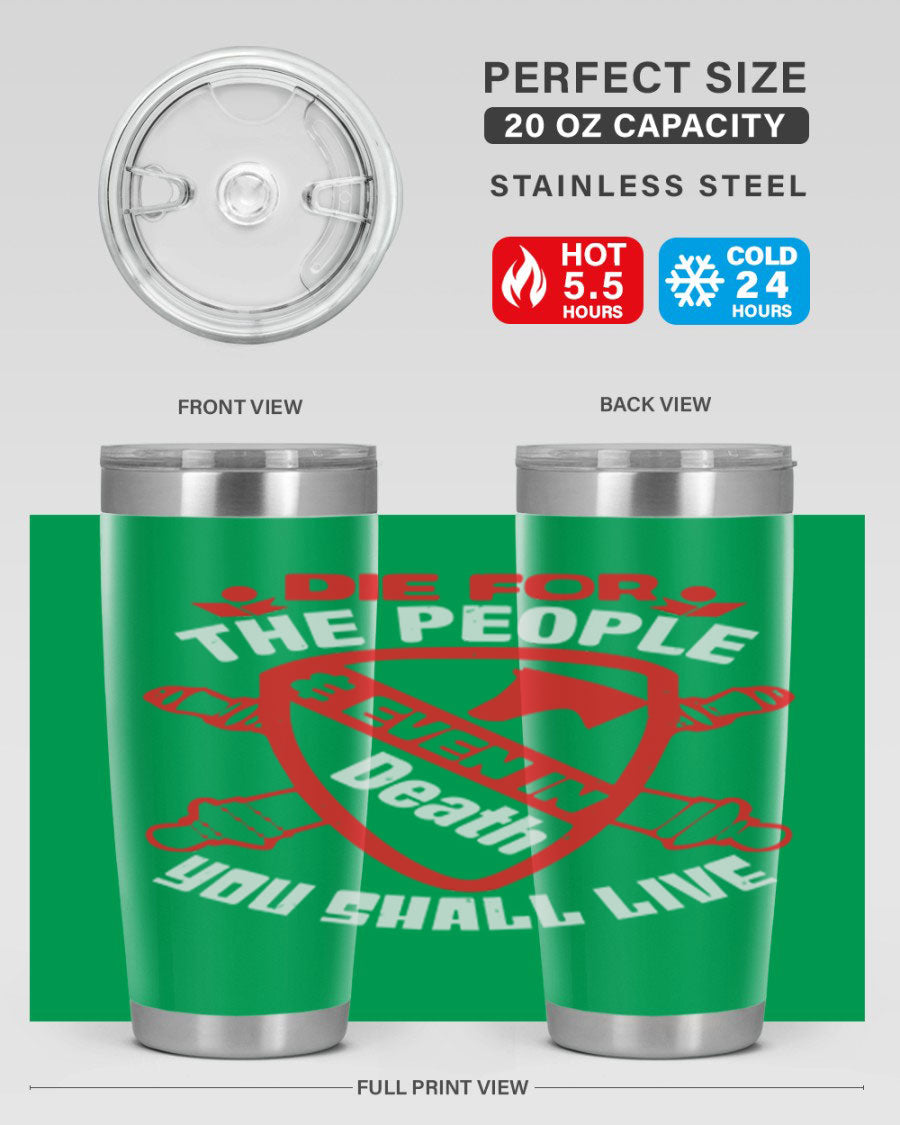 Die for the People tumbler in 20oz and 30oz sizes, showcasing double wall vacuum stainless steel design with vibrant print.