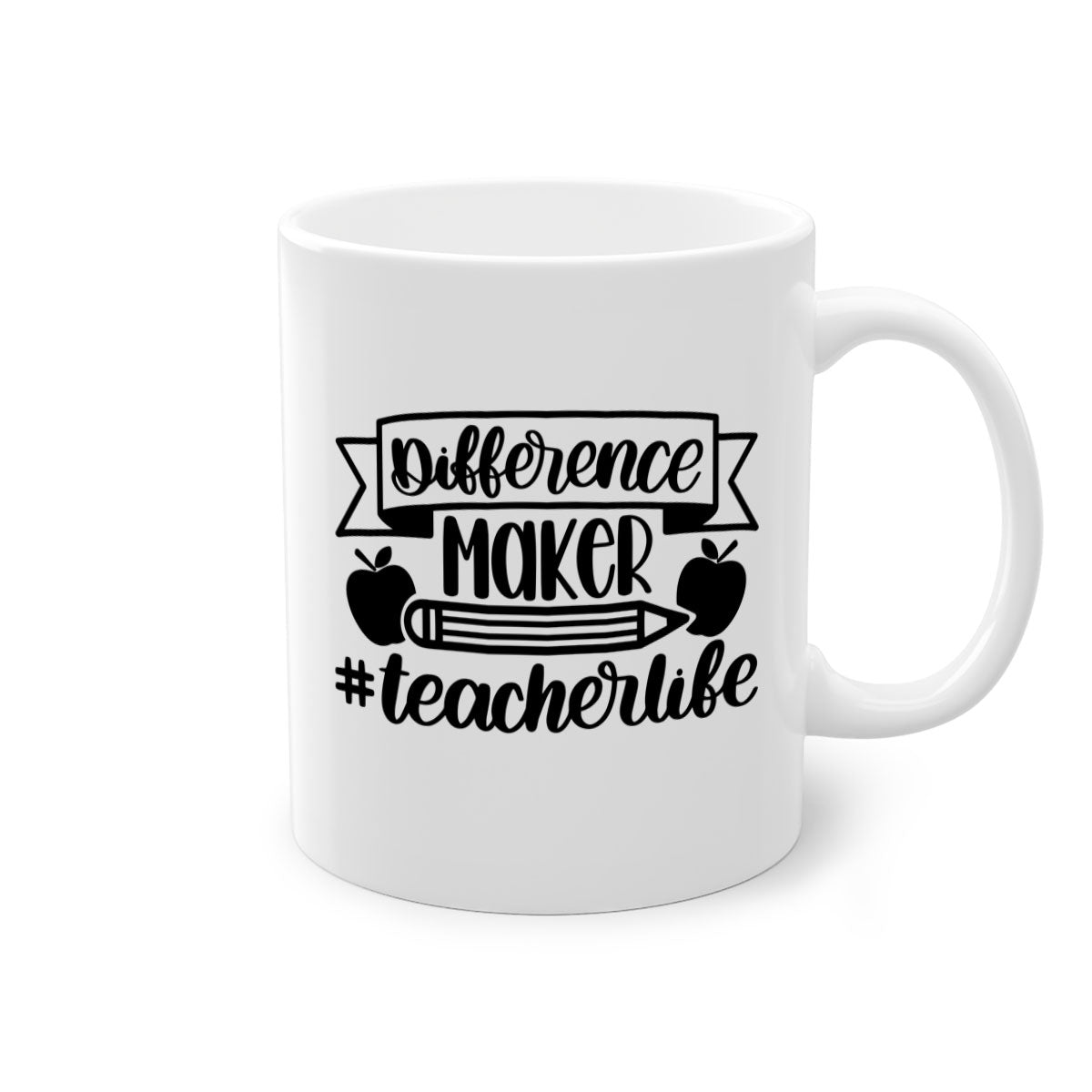 Difference Maker Teacher Life Style 78# Mug with colorful handle and glossy finish, available in multiple colors and sizes.