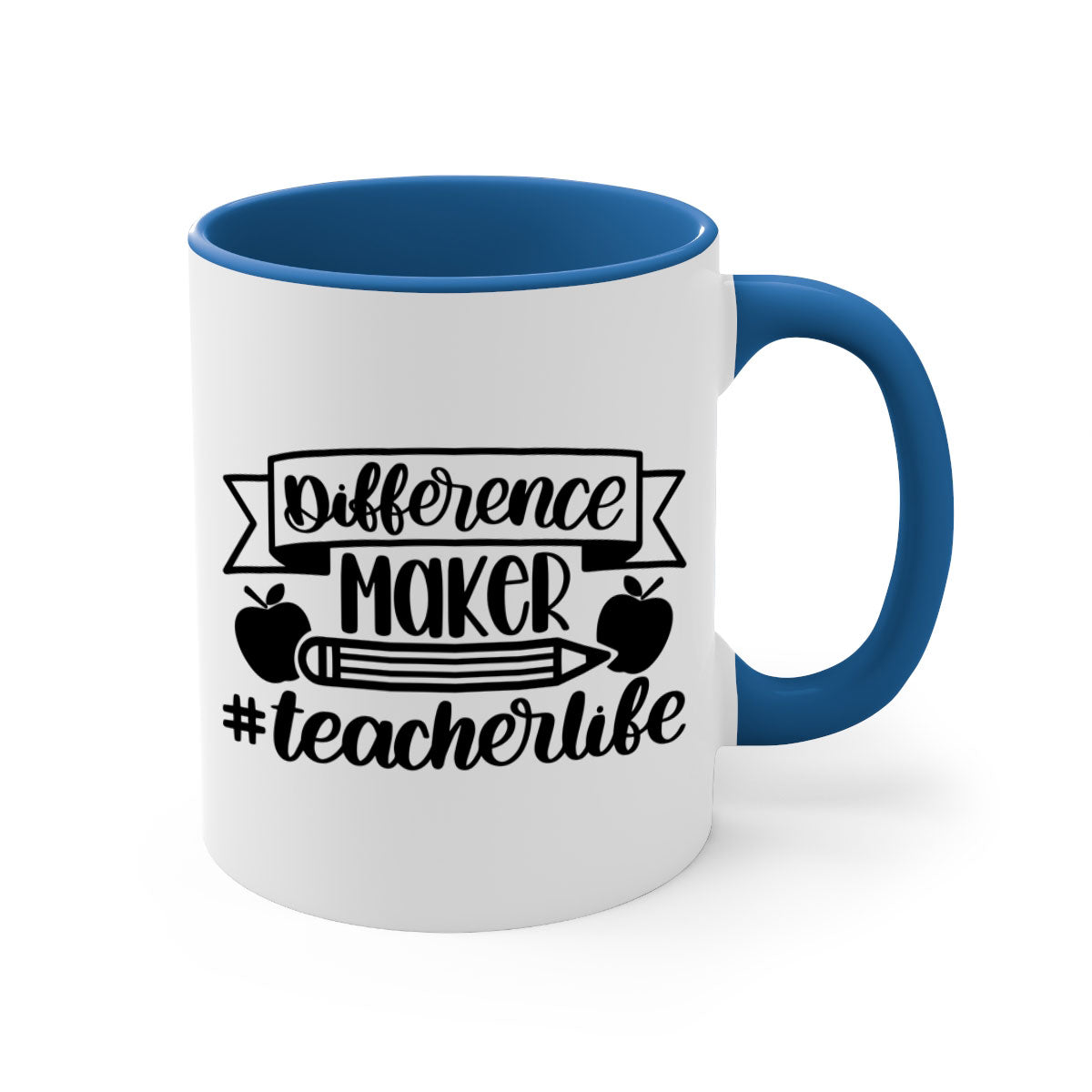 Difference Maker Teacher Life Style 78# Mug with colorful handle and glossy finish, available in multiple colors and sizes.