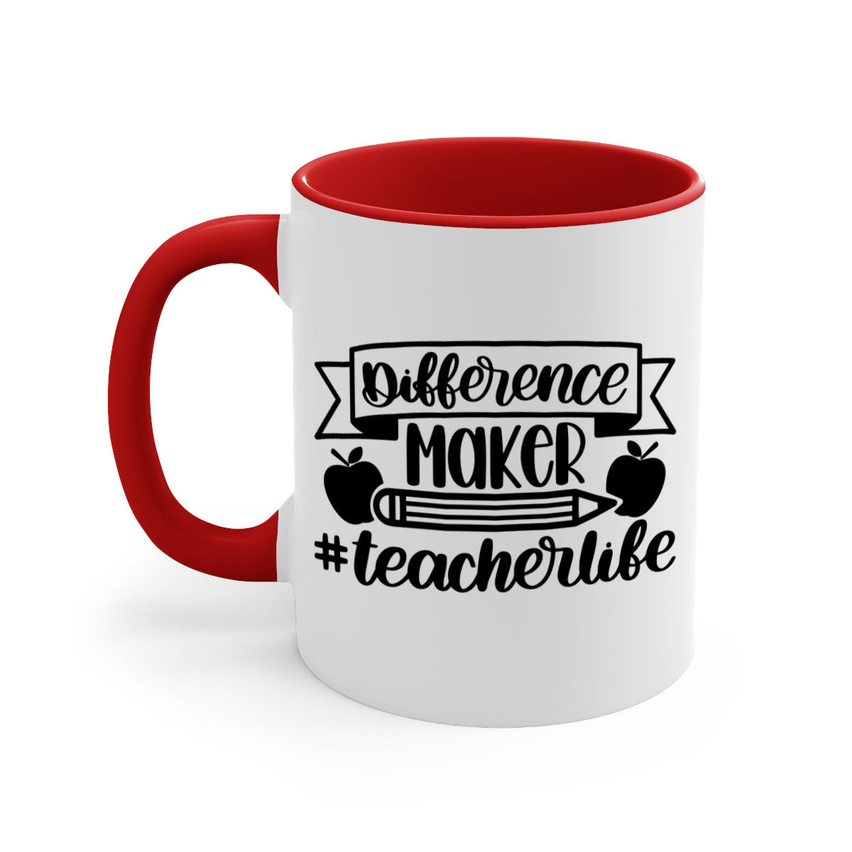 Difference Maker Teacher Life Style 78# Mug with colorful handle and glossy finish, available in multiple colors and sizes.