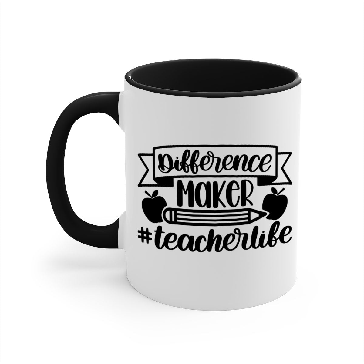 Difference Maker Teacher Life Style 78# Mug with colorful handle and glossy finish, available in multiple colors and sizes.