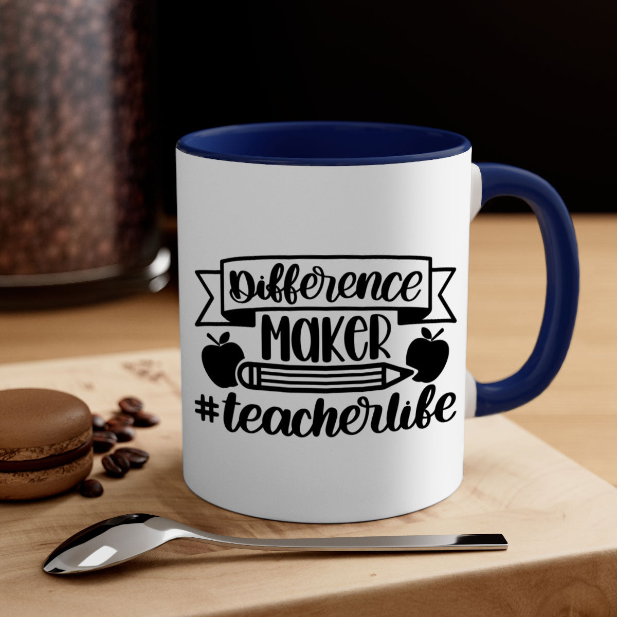 Difference Maker Teacher Life Style 78# Mug with colorful handle and glossy finish, available in multiple colors and sizes.